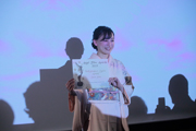 The INDEPENDENT SPIRIT for short film category 'ON THAT DAY' goes to HIROYUKI YOKOYAMA Japanese actress MIA KADOSHIMA on stage receiveing the award